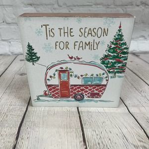 Open Road 'Tis the Season for Family' Small wooden Sign Camper Holiday Xmas